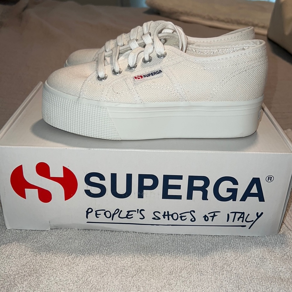 Superga white platform sneakers
